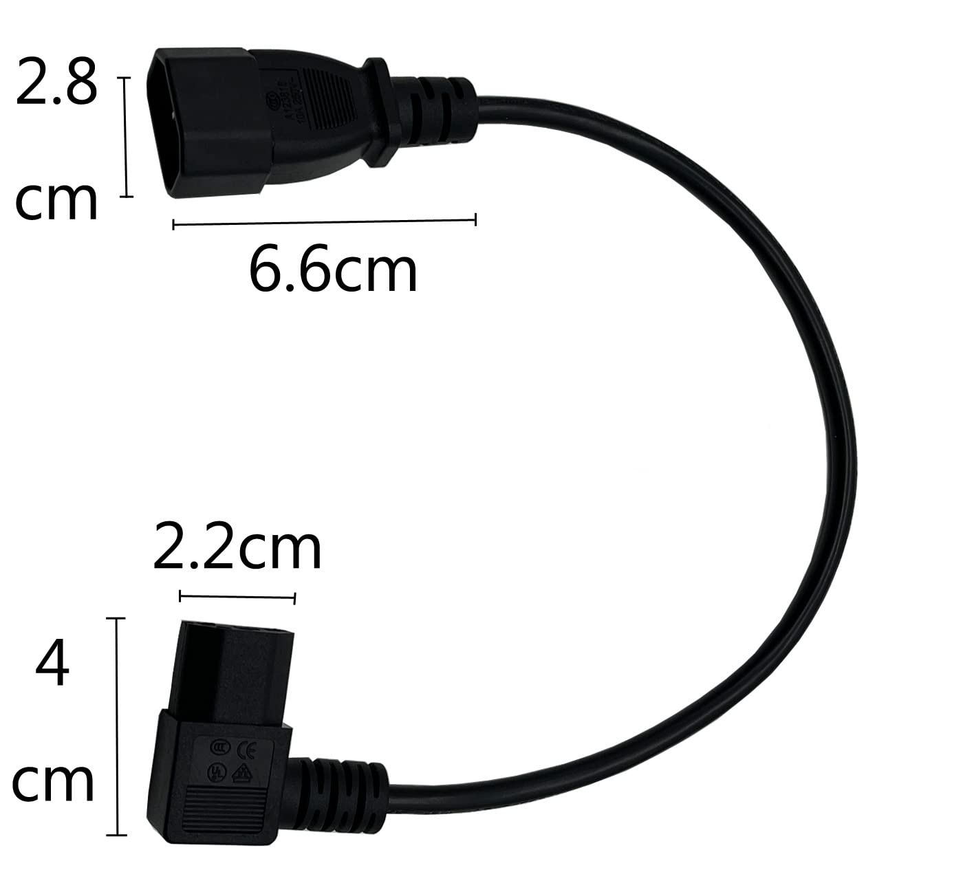 Cavo di prolunga per alimentazione PDU C13 a 3 pin femmina a C14 maschio a 3 pin maschio, 1 pezzo da 40 cm, applicabile a: computer desktop della maggior parte dei modelli, display di