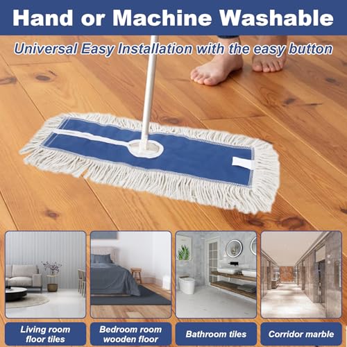 Image of 4 Pack 24 Inch Dust Mop Replacement Head, Cotton Nylon Reusable Dust Mop Head Replacement, Commercial Dust Mop Head for Hardwood Floors