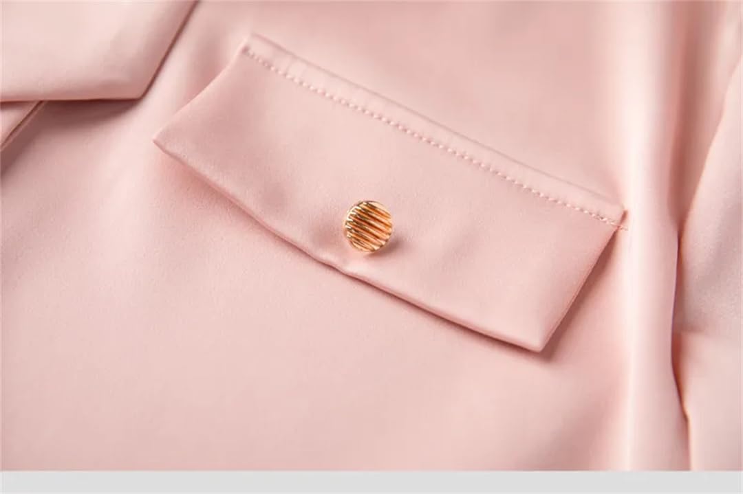 Camicetta da donna in raso elegante chic con colletto a fiocco coreano solido manica lunga top