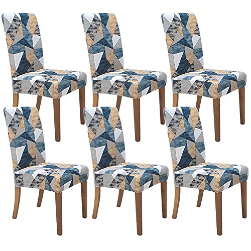 Image of SPRINGRICO Chair Covers for Dining Room 6 Pack, Stretch Dining Chair Cover, Washable Spandex Kitchen Parsons Chair Slipcovers, Removable Seat Protector for Home or Party ( Set of 6, Lucid Dream)