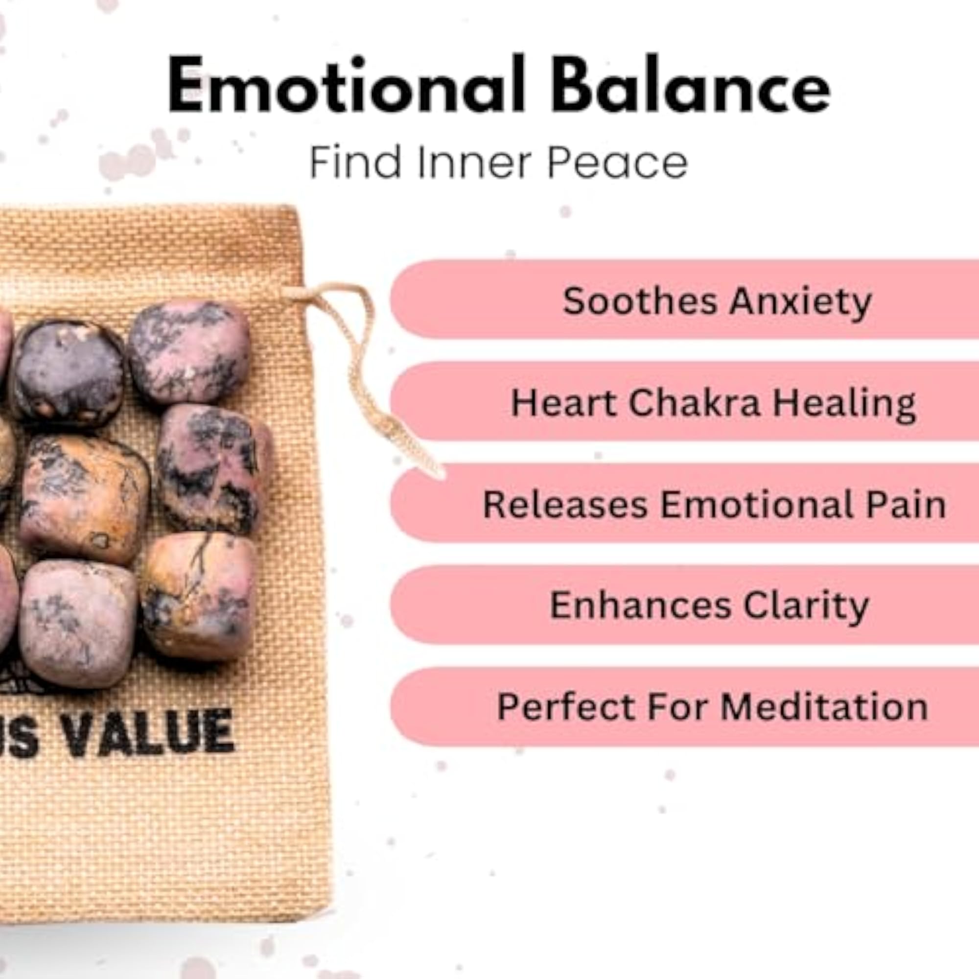 Rhodonite Tumbled Pebbles for Vastu Feng Shui