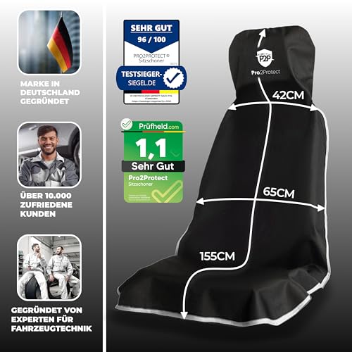 Pro2Protect® (2X Test SEHR GUT Autositzschoner Vordersitze | WASSERDICHT | 2er Set | Autositzbezüge Sitzauflage Sitzbezüge Auto | Schonbezug vorne, Autositzauflage Sitzschoner Auto Zubehör Innenraum