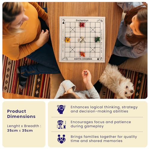 Image of Ashta Chamma Game | Chowka Bara Cotton Fabric Board Game | Katta Mane, Taayam, Kaangi Chaala, Kaana Dua, Traditional Indian Ludo | Travel-Friendly Game | Suitable for Children 4+ Years