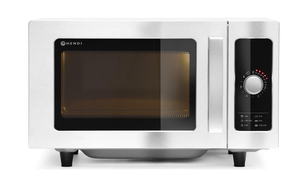 HENDI Forno a microonde, controllo elettromeccanico con con manopola rotatoria, 25L, diametro max piatti 320mm, 1000W, 230V, 511x432x(H)311mm, acciaio inox