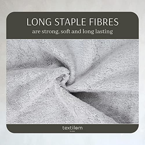 Textilom 100% Turkish Cotton 4 Pcs Hand Towel Set, Luxury Hand Towels For Bathroom, Soft & Absorbent Bathroom Hand Towels Set (16 X 28 Inches)- Light Grey #TOP5