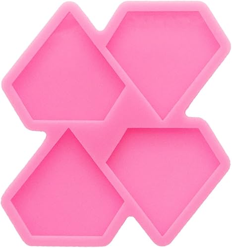 Angel Wings Moldes de resina con forma de diamante de 1.7 pulgadas, molde de silicona brillante de 4 cavidades para arte de carrete de insignias,