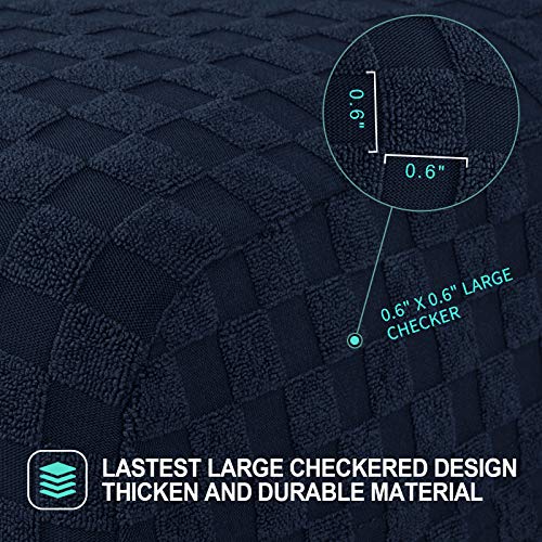 Image of YEMYHOM 8 Pieces Stretch Recliner Sofa Cover Jacquard Reclining Couch Cover with Side Pocket Anti-Slip Fitted 3 Cushion Furniture Slipcovers with Elastic Bottom (Large, Navy)