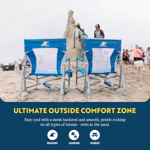 GCI Outdoor Waterside Beach Rocker Folding Beach Chair & Portable Rocking Chair, Saybrook Blue - image 4