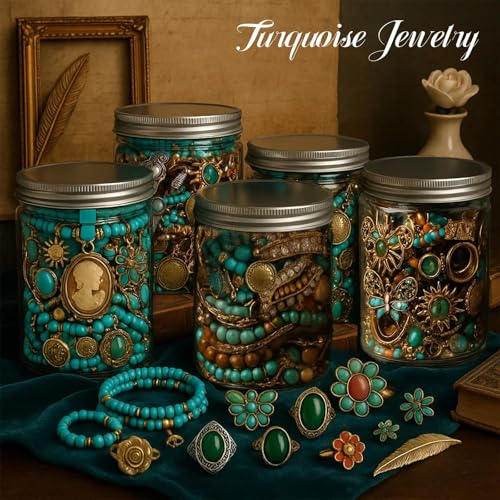 Image of SMUOBT Mystery Jewelry Jar Bundle - Surprise Vintage Jewelry Box for Women,Gift Jewelry Set (Necklace, Earrings, Rings,Kracelet,Keychain) - Unique Birthday Gift for Women