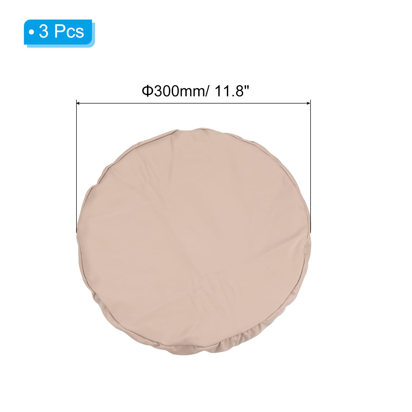 PATIKIL Round Bar Stool Cover, 3 Pack PU Leather Elastic Bar Stool Cover Waterproof Stool Cushions for Diameter 12"-14" Chair, Khaki - Image 2