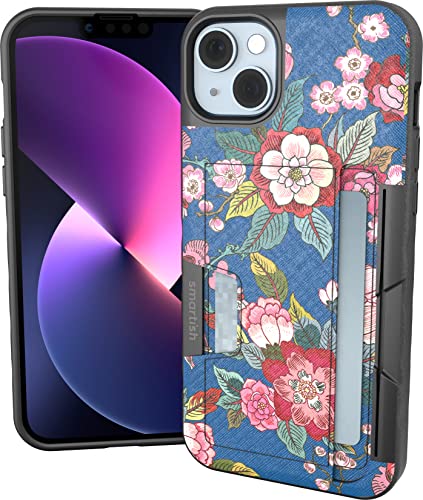 Image of Smartish iPhone 14 Plus Wallet Case - Wallet Slayer Vol. 2 [Slim + Protective] Credit Card Holder w /Kickstand - Drop Tested Hidden Card Slot Compatible w /Apple iPhone 14 Plus - Flirty Flowers