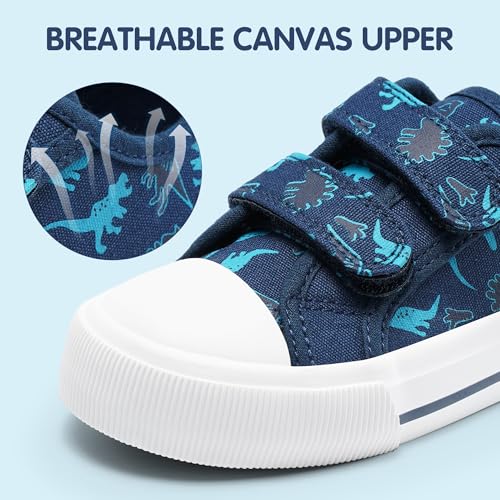 Harvest Land Toddler Kids Canvas Sneakers for Boys and Girls – Casual Walking Shoes with Double Hook-and-Loop Straps, Non-Slip Lightweight Trainers for Baby & Little Kids3