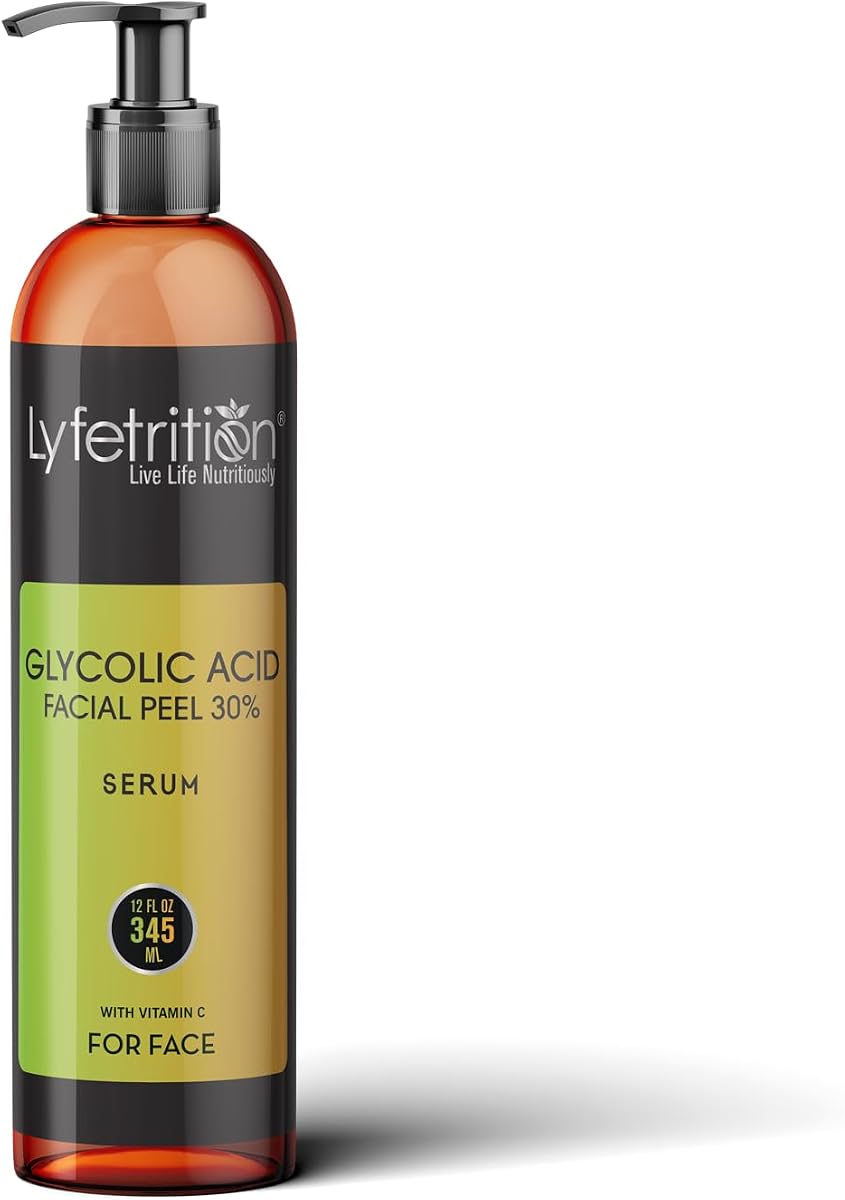 Glycolic Acid/AHA 30% Renewal Serum, infused with Vitamins C & E for Skin Brightening, Exfoliating Serum Works for Dark Spots, Acne, and Reduces Fine Lines & Wrinkles - (12 Fl Oz)