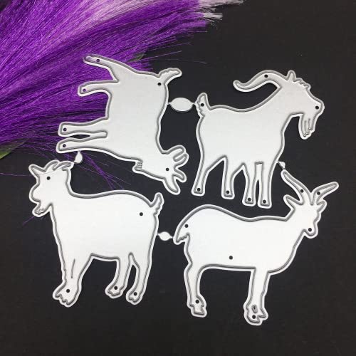 4 Pieces/Set Goats Animals Metal Cutting Dies,Goat Die Cuts,DIY Scrapbooking Artist Cutting Dies Stencil Template Molds for DIY Card Making Embossing Photo Decorative