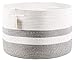 Numyton XXXL Large Cotton Rope Laundry Basket 22" x22"x 14" Woven Basket,Toy Storage Basket, Blankets Basket, Nursery Hamper, White Grey