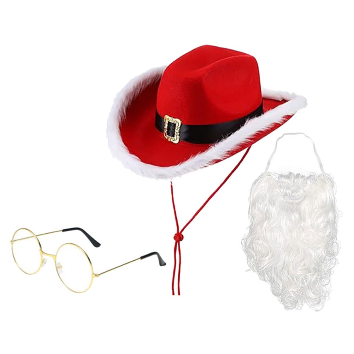 Conjunto de Gorro de Papá Noel Accesorios para Cosplay Navideño Gorro Navideño de Papá Noel Barba Falsa para Fiestas de Temática de Disfraces de Cosplay para Adultos