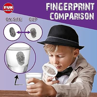 Detective Fingerprint Kit for Kids Ages 8-12, FunKidz Spy Gear Pretend Play STEM Science Kit Project with Crime Scene Investigations Educational Class Tools for Boys Girls