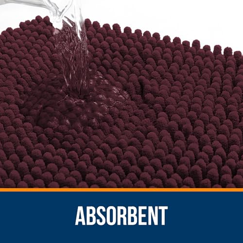 Image of OLANLY Bathroom Rugs 35x24, Extra Soft Absorbent Chenille Bath Rugs, Rubber Backing Quick Dry, Machine Washable Bath Mats for Bathroom Floor, Tub and Shower, Home Decor Accessories, Black Cherry