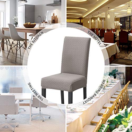 Searchi Chair Covers For Dining Room Set Of 6, Stretch Jacquard Kitchen Parsons Chair Covers,Washable Spandex Dining Chair Slipcovers Seat Protector For Hotel,Banquet,Ceremony（Twill Camel） #TOP4