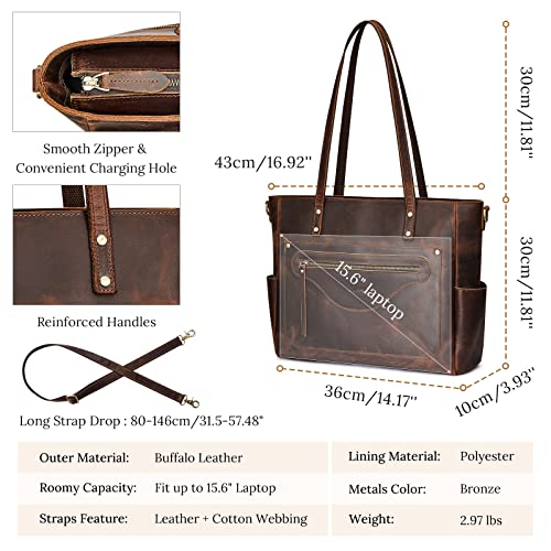 S-Zone Women Genuine Leather Tote Bag Large Shoulder Purse Vintage Crossbody Work Handbag #TOP3