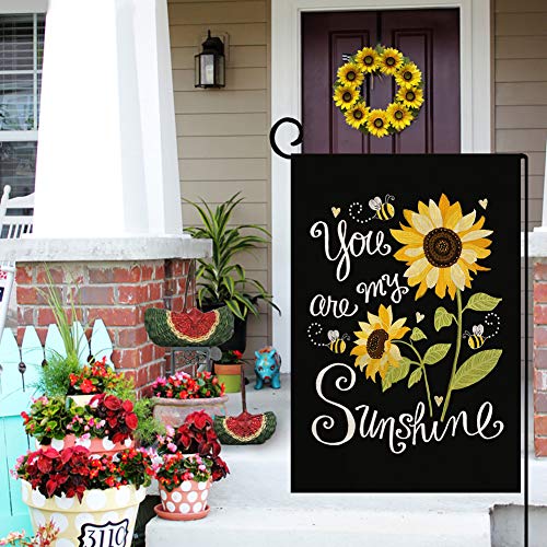 Blkwht Spring Summer Sunflower Garden Flag You Are My Sunshine Vertical Double Sided Fall Farmhouse Floral Black Burlap Yard Outdoor Decor 12.5 X 18 Inches (153839) #TOP2