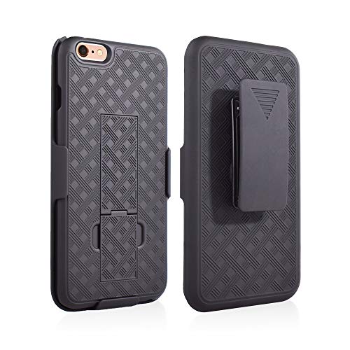 Customerfirst Case For Iphone 6 Plus/Iphone 6S Plus Rubberized Slim Armor Shell Swivel Black Hybrid Holster Iphone6+Plus/6S+Plus (5.5") Cover W Belt Clip #TOP1