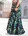 YESNO Women's Summer Boho Floral Maxi Skirts Casual Flowy Tiered A-Line Elastic Waist Skirt with Pockets XL SK0 CR438