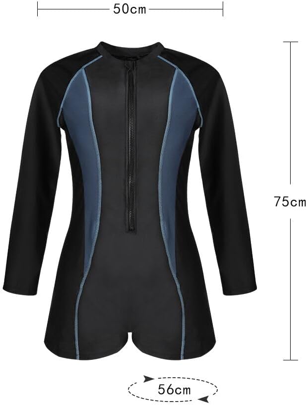 XGOPTS Women's Long Sleeve Rash Guard Swimsuits Zipper One Piece Athletic Surfing Bathing Suits Tummy Control Swimwear UPF50+ - Image 8