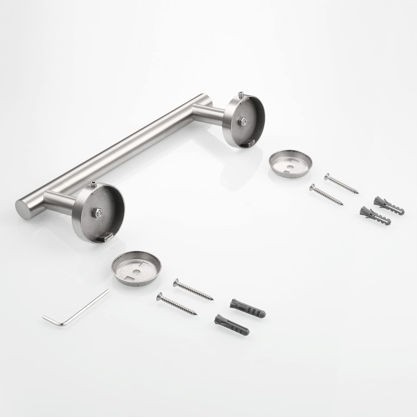 Tecmolog Toallero de Barra Pared Acero Inoxidable 23 cm Soporte Toallas con Taladro Níquel Cepillado, SBH242NA-2