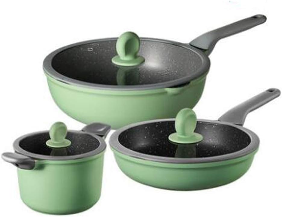 Cookware Set Soup Pot Frying pan Cooking Tool Non-Stick pan Kitchen Induction Cooker Milk Pot Noodles Pot Wok hotpot Casserole (Size : Set Meal 2)