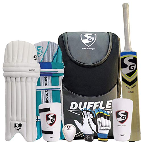 SG Summer Camp Kashmir Synthetic Cricket Kit for All Ages, Black/...
