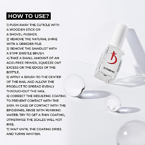 Kodi Professional Nail Primer Ultrabond Gel Prep Bond Disidratatore Naturale per unghie Promotore Adesione per Smalto Semipermanente UV/LED Soak Off (12 ml)