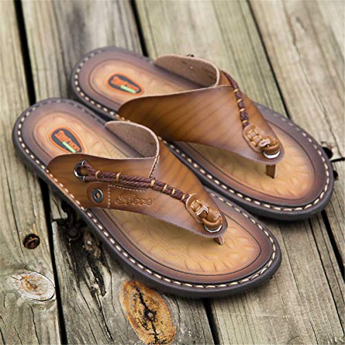 ChicWind Men's Flip Flops Thong Sandals Comfortable Leather Beach Slippers4