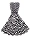 Anni Coco Women's 1950s Vintage Audrey Hepburn Floral Scoop Neckline Stitching A-Line Swing Dresses Black and Polka Dots Medium