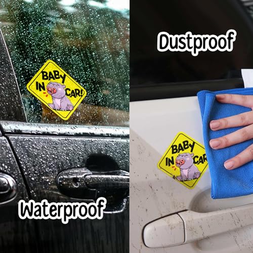 Image of TSHIRTAMAZING Baby On Board Signs for Car, Baby Pooh On Board Paint-Safe, Removable, Non Magnetic, Baby's Safety Stickers for Cars & Windows (4 Vinyl Decals) (Baby on board)