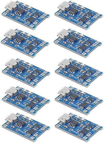 MakerFocus 10pcs TP4056 Charging Module with Battery Protection 186 50 BMS 5V Micro USB 1A 186 50 Lithium Battery Charging Board