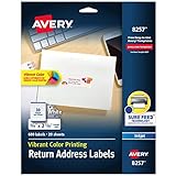 Avery Vibrant Color Printing Labels with Sure Feed for Inkjet Printers,3/4' x 2-1/4', 600 White Labels (8257)