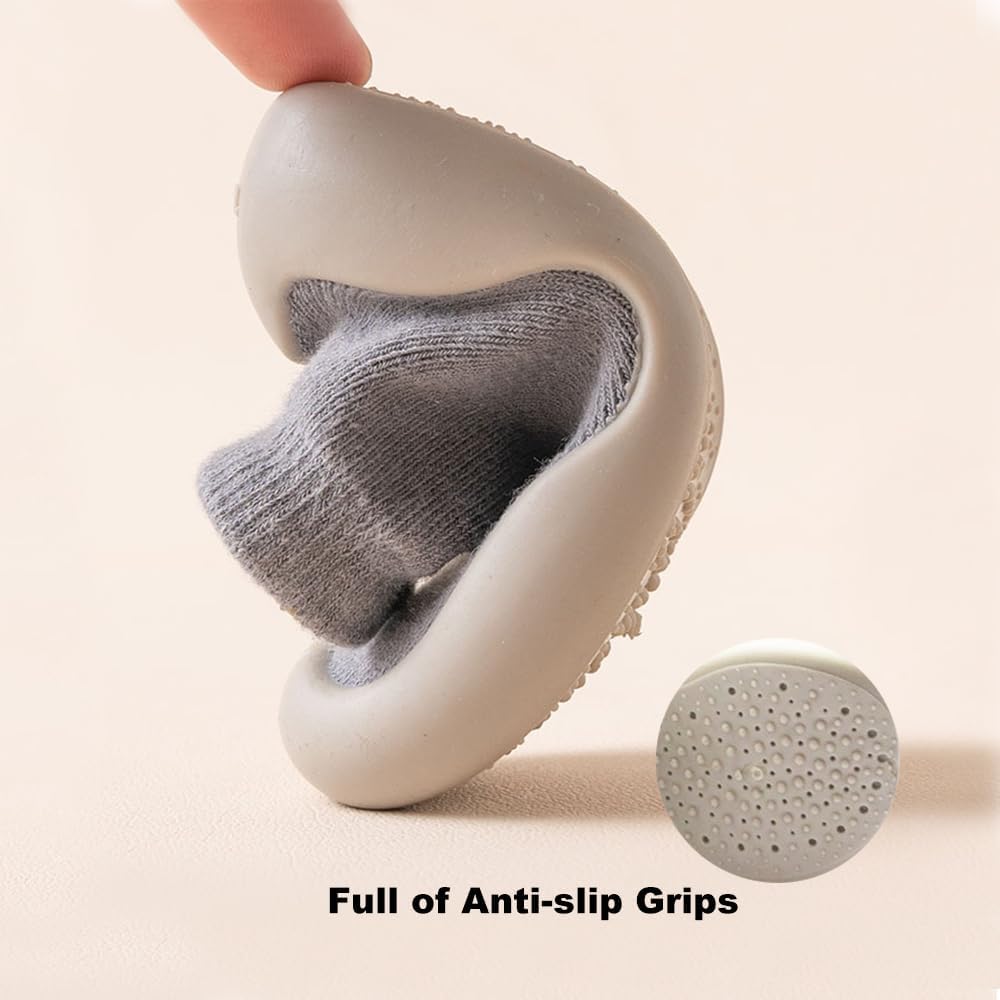 FABRST 2 Pairs Baby Sock Shoes Toddler Infant Non Slip Soft Rubber Sole Slippers First Walking Shoes for Baby Boys Girls - Image 5