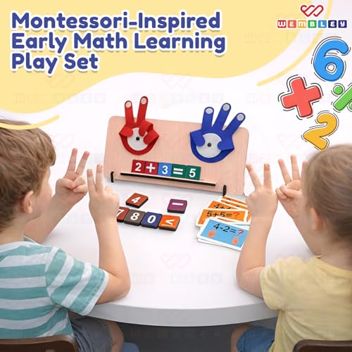 Image of Wembley Educational Math Learning Toy for Kids 3-5 Years | Montessori Toys with Foldable Finger Counting Hands | Number Blocks Counting Game | Learn Addition & Subtraction | Gift for Boys & Girls