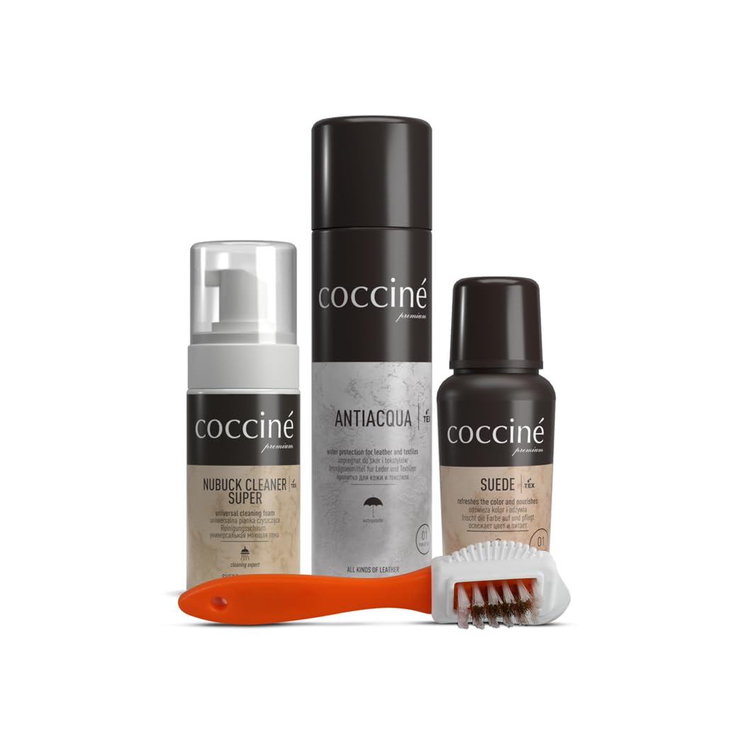Cocciné - Schuh Pflege Set, Wildleder und Nubuk Pflegeset, Schuhpflege, Schuhreinigung, Farbauffrischung, Wildlederschuhe, Wildlederschuhe Reinigen, Schuh Imprägnierspray