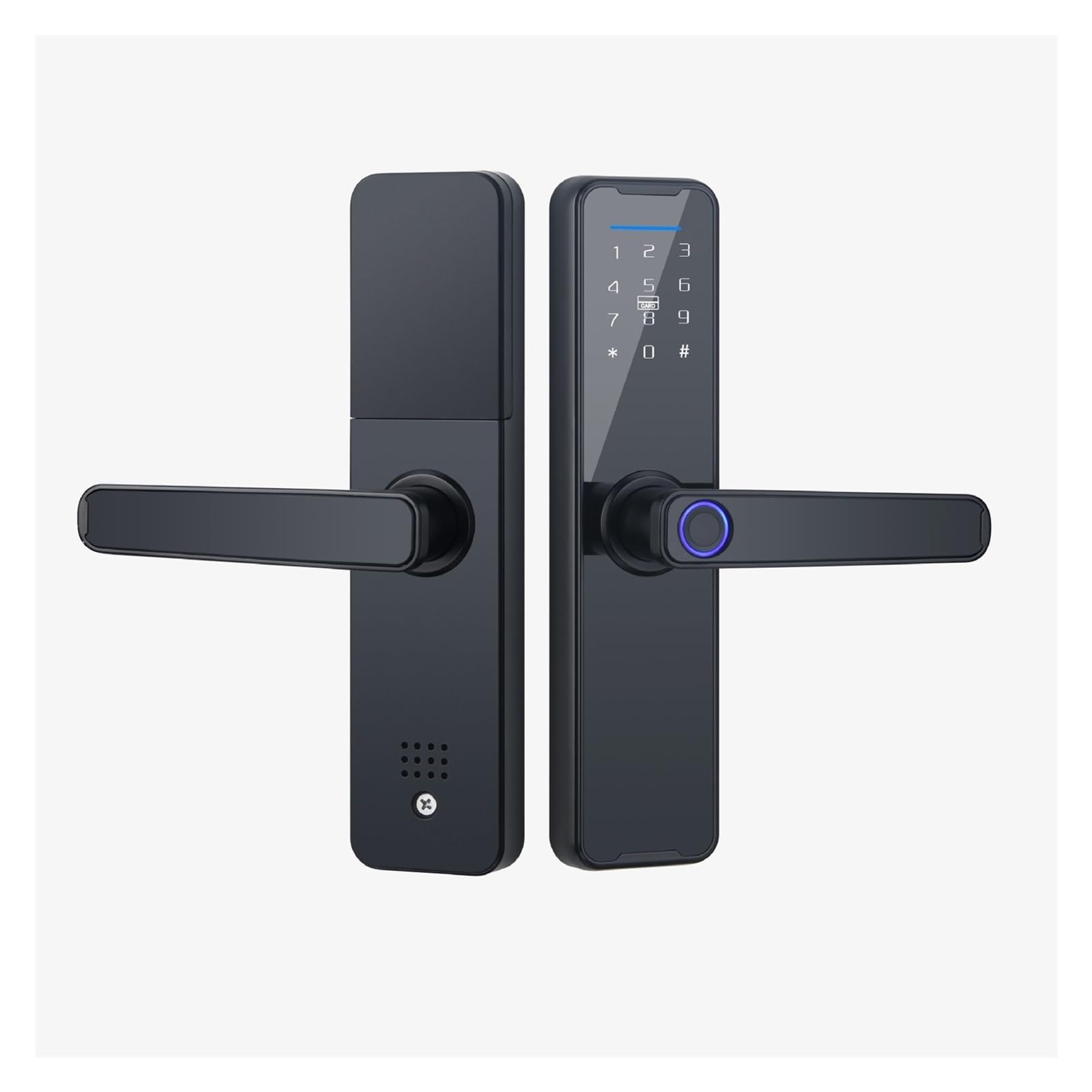 JVDDI Smart Door Handle, Biometric Smart Lock App Remote Unlocking Keyless Wifi Electronic Door(Nero,Single tongue)