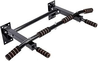 DTREVB Barras de dominadas para Pared, Barra Horizontal de Acero con Ojal, Barra de Resistencia con Saco de Arena, Carga de Seguridad de 300 kg, Color Blanco y Negro