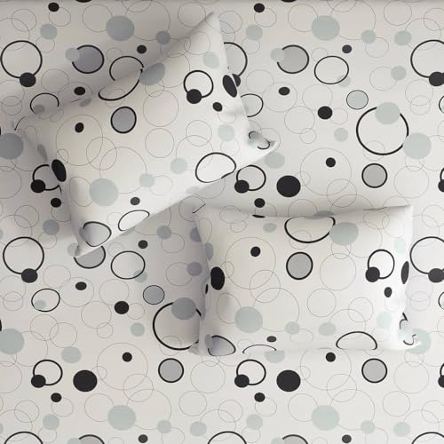 Image of Wakefit Cotton Fitted Bedsheet | 200 TC Elastic Solid Fitted Sheet, Double Bed Bedsheet with 2 Pillow Covers | Bubbles - 72X48 Inches,White