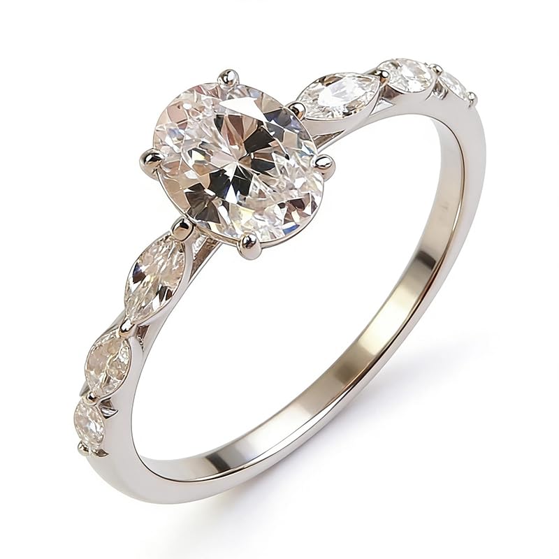 Bicheng Simulation moissanite Dove Egg Diamond Ladies Wedding RingWomen Cubic Zirconia Promise Halo Engagement Ring Solitaire Ring (8)