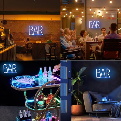 Image of Neon Bar Signs For Home Bar, Led Party Wall Decor Usb Powered Man Cave Neon Light For Bar Cart Decor, Bistro, Club, Pub, Business, Valentine Gifts (Blue)