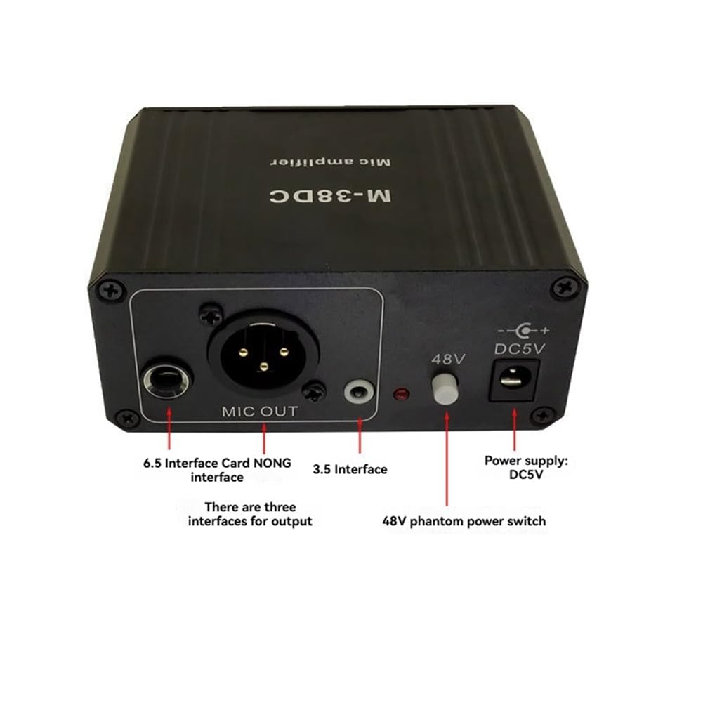 Préamplificateur de Microphone Portable à Sortie XLR, Gain Élevé, Alimentation Fantôme 48 V pour Microphones Dynamiques et à Condensateur.