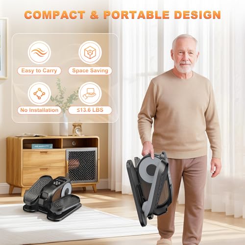 Image of Mini Under Desk Elliptical Low Impact Electric Leg Exerciser As Seen on TV While Sitting for Seniors with Non-Slip Mat Quiet & Portable for Home and Office