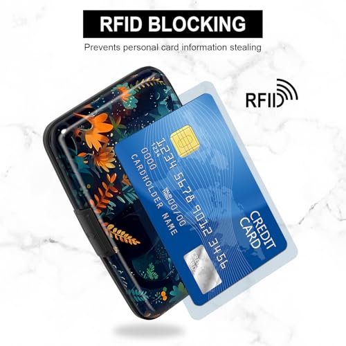 Image of Credit Card Holder, Mini Aluminum Card Wallet RFID Blocking Slim Metal Hard Card Case for Women Men, Pretty Cat