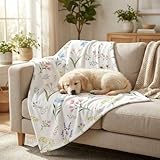 Horaldaily Pets Flannel Blanket, Spring Summer Watercolor Wild Flowers Blooming Soft Fuzzy Fluffy Plush Cozy Fleece Premium Blankets for Dog Cat Puppy Kitten Couch Protection, 20x30