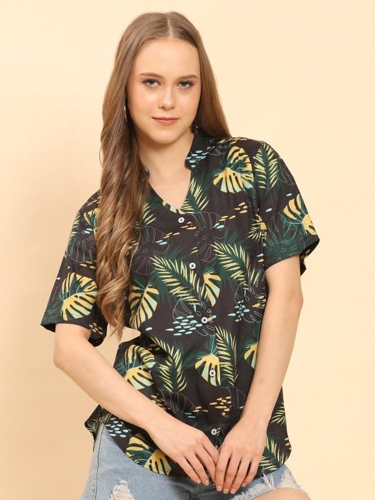 Image of Trendy Queen Women's Printed Straight Mandarin Neck Shirt for Women's | Tops for Woman Shirts | Shirt for Women Stylish Western (SD778 S)